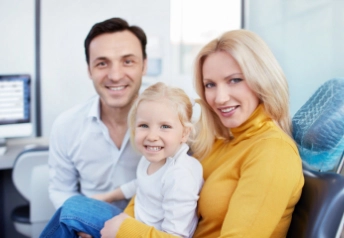 mother and daughter at dentist